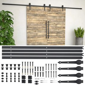 Kit de ferragens para porta deslizante 2x183 cm aço preto