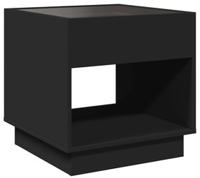 Mesa de cabeceira com luzes LED Infinity 50x50x50 cm preto