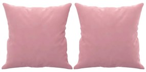 Sofá 3 lugares c/ almofadas decorativas 180 cm veludo rosa