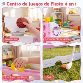 Jogo 4 em Linha Multifunções, 140 x 47 x 108 cm, Altura Regulável, Cor-de-rosa