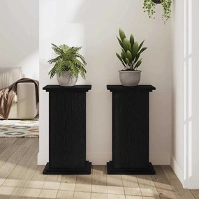 suporte de planta em madeira de engenharia preto 33 x 33 x 60 cm