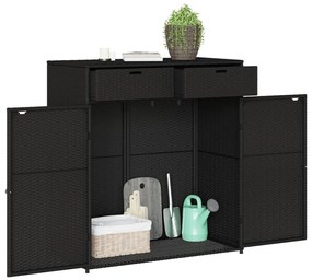 Armário de arrumação p/ jardim 105x55x113 cm vime PE preto