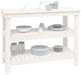 Bancada de trabalho 110,5x50x80 cm pinho maciço branco