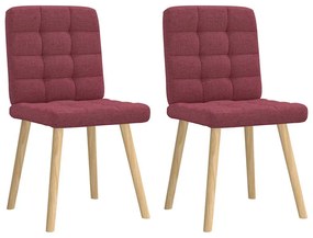 Cadeiras de jantar 2 pcs tecido vermelho tinto