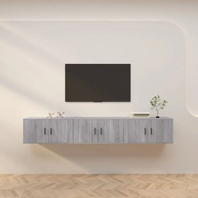 vidaXL Móveis de TV de parede 3 pcs 80x34,5x40 cm cinzento sonoma