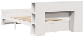 Cama com estante sem colchão 120x200 cm pinho maciço branco