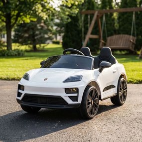 Carro elétrico para Crianças 2 a 6 anos 12V 4x4 Porsche Macan, Rodas de espuma EVA, Controle remoto Branco