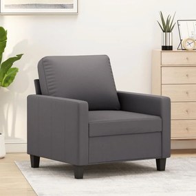 Poltrona 60 cm couro artificial cinzento