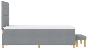 Cama Box Spring com colchão e banco cinza claro 120x190 cm tecido