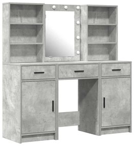 Conjunto de Maquilhagem 3 Peças vidaXL em Madeira de Engenharia Cinza