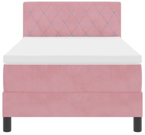 Cama Box com Colchão Rosa 90x200 cm Veludo