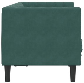 Sofá chesterfield com rolos 2 lugares veludo verde-escuro