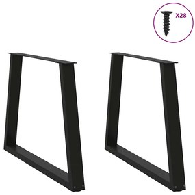 Pernas para mesa de jantar em V, 2 peças, pretas, 100x(72-73,3) cm, aç