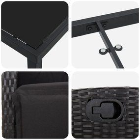 Conjunto de Jantar de Jardim em Rattan Poliéster Preto