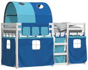 Beliche com cortinas 80x200 cm madeira de pinho maciça azul