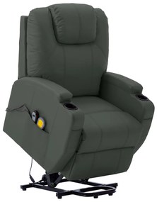 vidaXL Poltrona de massagens elevatória couro artificial antracite