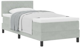 Cama Box Spring com Colchão Cinza Claro 90x200 cm Veludo