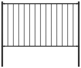 Painel de vedação c/ postes aço revestido a pó 1,7x1,25 m preto