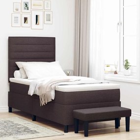 vidaXL Cama Box Spring com Colchão e Banco Castanho Escuro 80x200 cm Tecido