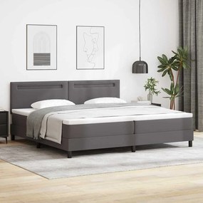 vidaXL Cama Box com colchão cinza, 200x200 cm, em couro sintético.