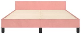 Estrutura de cama c/ cabeceira 140x200 cm veludo rosa