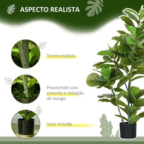 Planta Artificial Ficus 110 cm Planta com 90 Folhas Musgo e Vaso Planta Artificial Decorativa para Interior e Exterior Verde