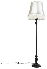 Candeeiro de pé preto com cúpula creme - Classico Clássico / Antigo