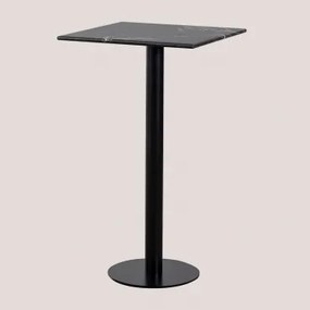 Mesa Alta De Bar Quadrada 60x60 Cm Em Mármore Rocher Mármore Negro Marquina & Preto - Sklum