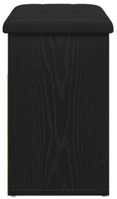 Banco de Armazenamento Preto Carvalho 60x30x48 cm Madeira de Engenhari