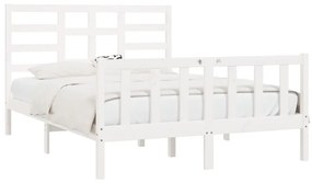 Cama sem colchão 120x200 cm madeira de pinho maciça branco