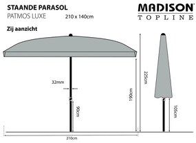 Madison Guarda-sol Patmos Luxe retangular 210x140 cm verde salva