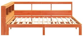 Cama c/ estante sem colchão 120x200cm pinho maciço castanho-mel