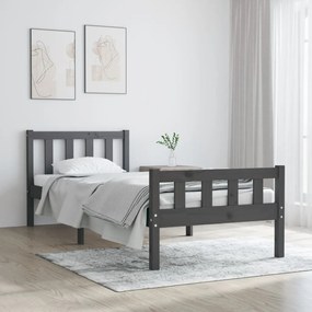 vidaXL Estrutura de cama solteiro 90x190 cm madeira maciça cinza