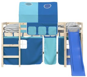 Cortinas para cama elevada com túnel poliéster azul