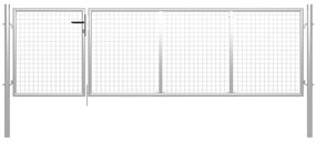vidaXL Portão de jardim em aço 350 x 75 cm prata