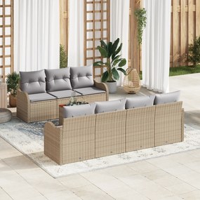 Conjunto de Sofá de Jardim vidaXL 8 Peças com Almofadas Bege Rattan de