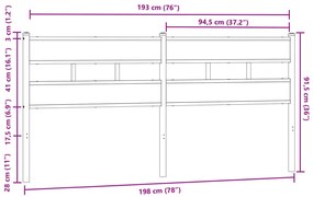 Cabeceira de cama 190cm derivados madeira/aço carvalho castanho