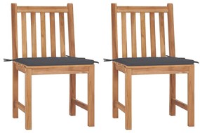 vidaXL Cadeiras de jardim c/ almofadões 2 pcs teca maciça