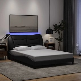 Estrutura de cama com LED sem colchão 120x200 cm tecido preto