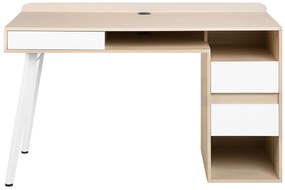 Secretária branca e castanha clara com 3 gavetas 130 x 60 cm CARACAS Beliani