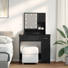 Mesa de Maquiagem LED em Carvalho Preto - 86,5 x 35 x 136 cm