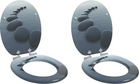 vidaXL Assento de Sanitário com Fechamento Suave 2 pcs Cinzento