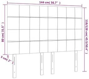 Cabeceira de cama 4 pcs tecido 72x5x78/88 cm castanho-escuro