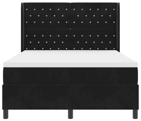 Cama Box Spring com Colchão e LED Preto 160x200 cm Veludo
