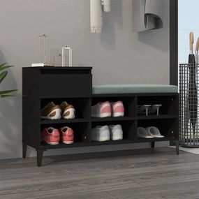 vidaXL Sapateira 102x36x60 cm derivados de madeira preto