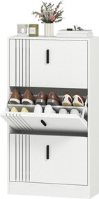 Sapateira com 3 portas 63 x 24 x 117 cm, com capacidade para 18 pares, de madeira, , branca