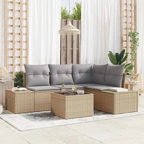 vidaXL Conjunto de sofá de jardim 5 peças com almofadas em rattan sintético preto