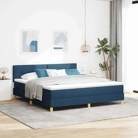 vidaXL Cama Box com colchão com cabeceira Azul 180 x 200 cm tecido