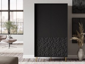 Roupeiro Ciretre 106, Preto, Dourado, 185x90x53cm, 61.6 kg, Portas para roupeiro: Com dobradiças