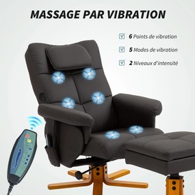 Cadeira de massagem com apoio para os pés, encosto reclinável até 135°, compartimento de arrumação, comando à distância